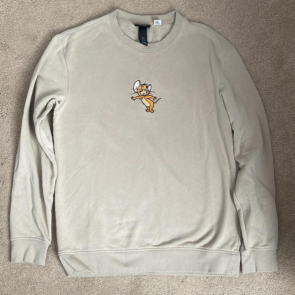 H&M Men's Tom & Jerry Crew Neck Tan  Sweatshirt Small